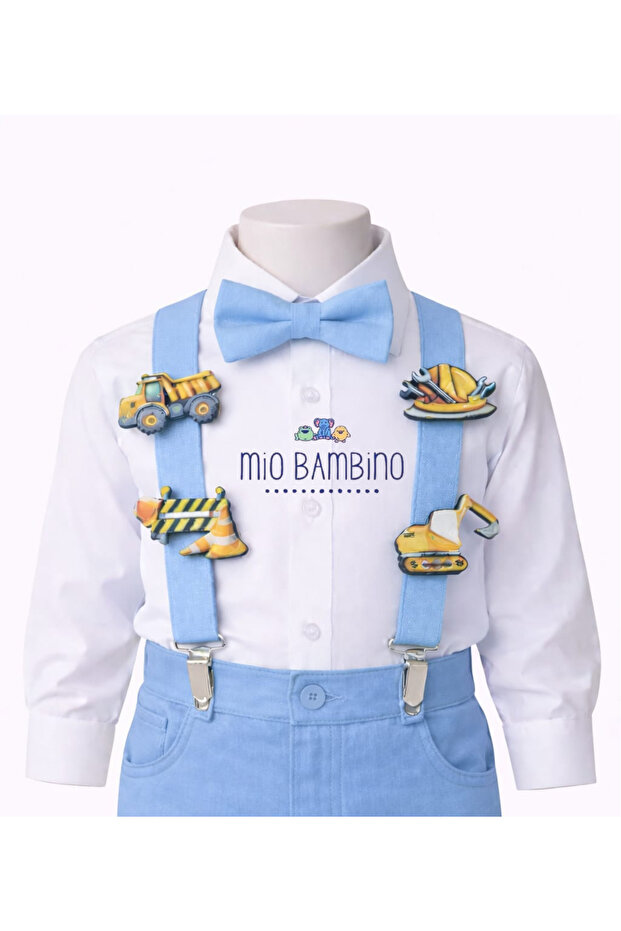 Construction Machinery Concept Boys' Bow Tie and Suspenders Set – Special Day Combination
