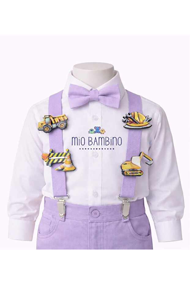 Construction Machinery Concept Boys' Bow Tie and Suspenders Set – Special Day Combination
