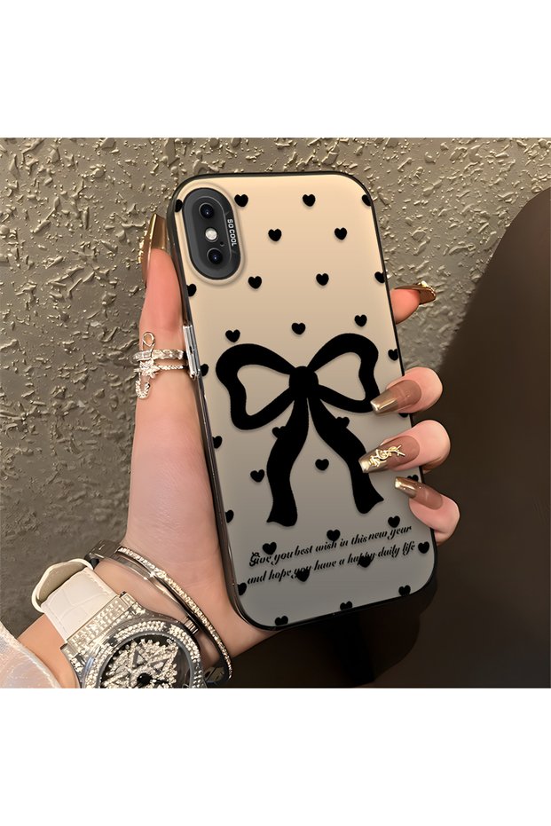 iPhone XS Max Compatible Silicone Edge Hard Back Anti-Fall Phone Case Knots Patterned