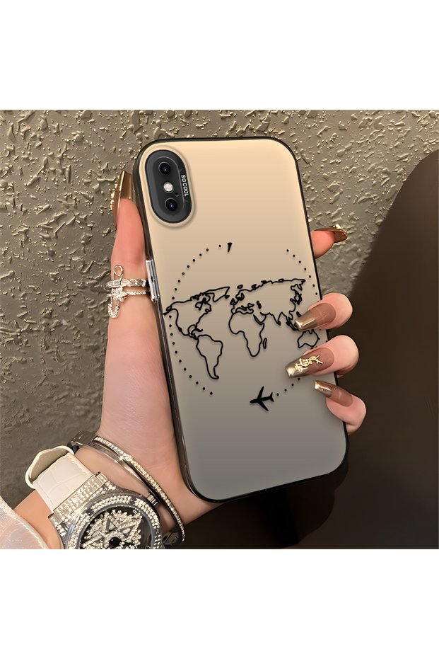 حافظة هاتف من السيليكون متوافقة مع هاتف iPhone XS، ذات حافة صلبة ومضادة للسقوط، طراز Flight منقوش