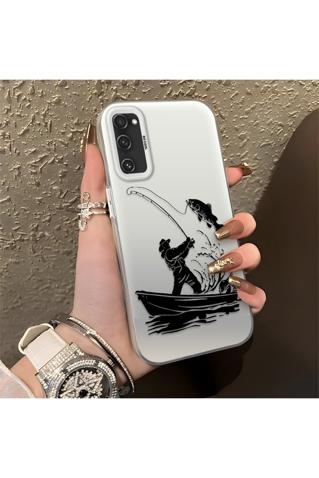 Samsung Galaxy S20 Fe Compatible Silicone Edge Hard Back Anti-Fall Phone Case Fishing