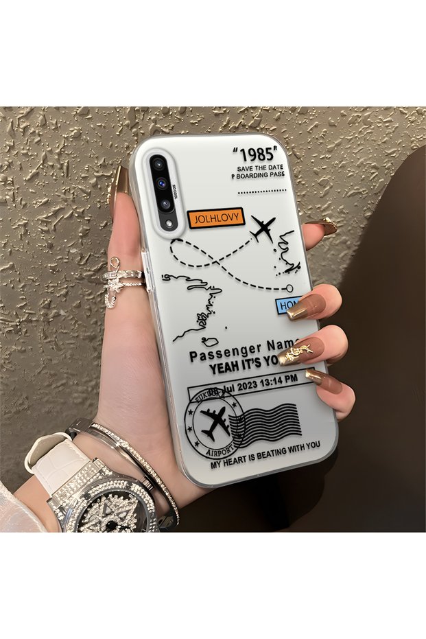 Samsung Galaxy A50 Compatible Silicone Edge Hard Back Anti-Fall Phone Case Flight Patterned
