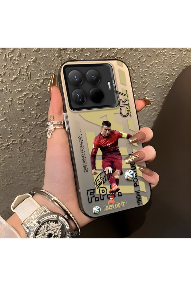 15t Pro Compatible Silicone Edge Hard Back Anti-Fall Phone Case Cr7 Patterned