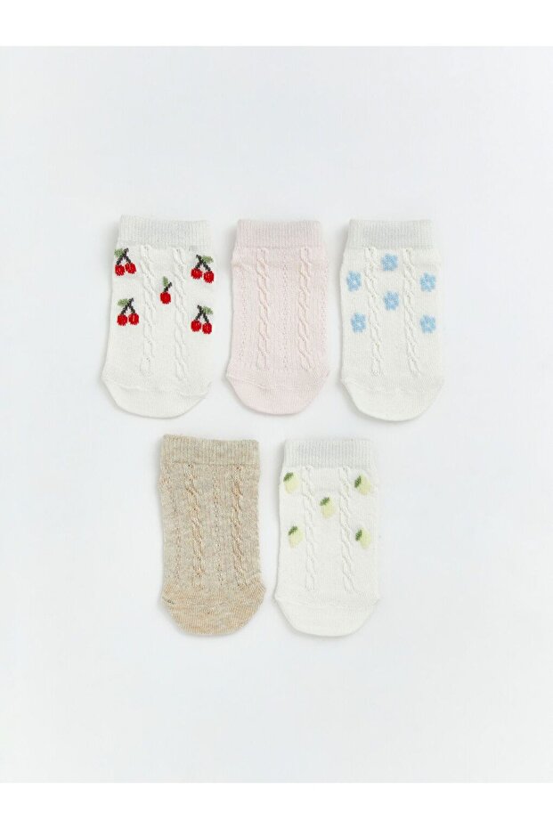 Lace-Like Knit Baby Girl Booties Socks 5-Pack