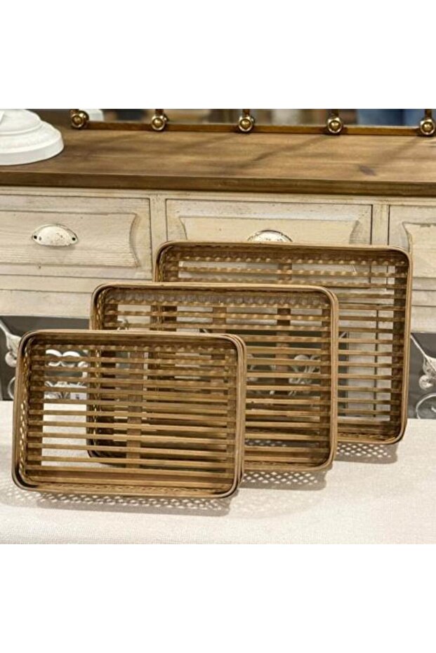 صينية تقديم راتان خشب Rattan Wood Serving Tray
