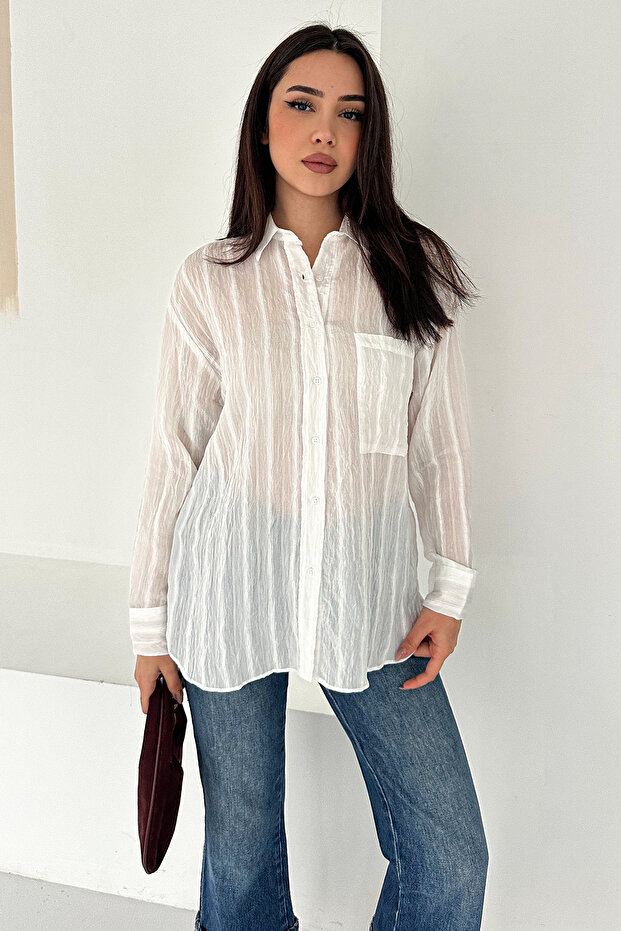 Pocket Detail Casual Shirt – Black Texture