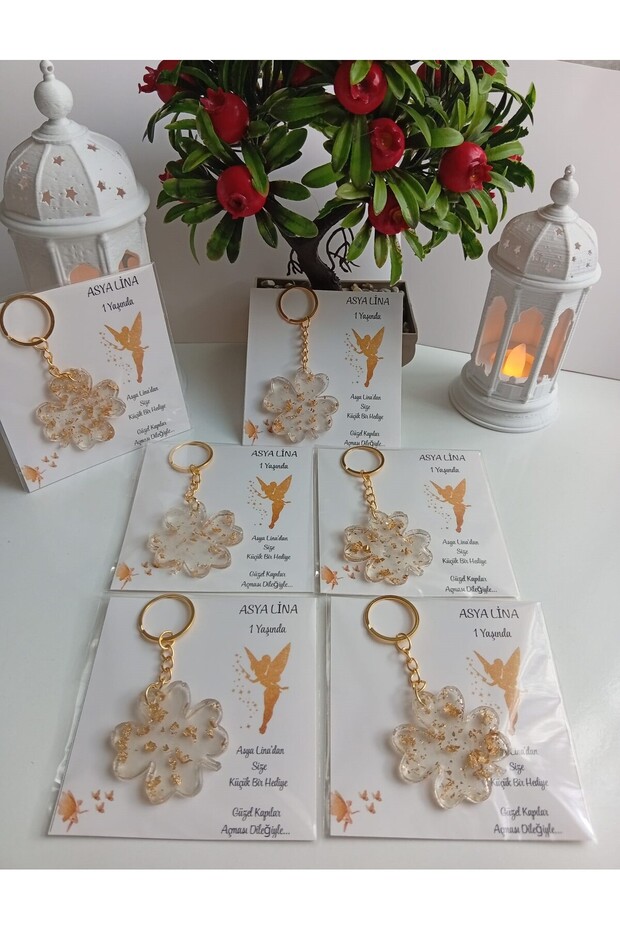 Fairy Themed Card Gift Keychain (10 Pieces) Birthday/Baby Shower/Mevlüt Gifts