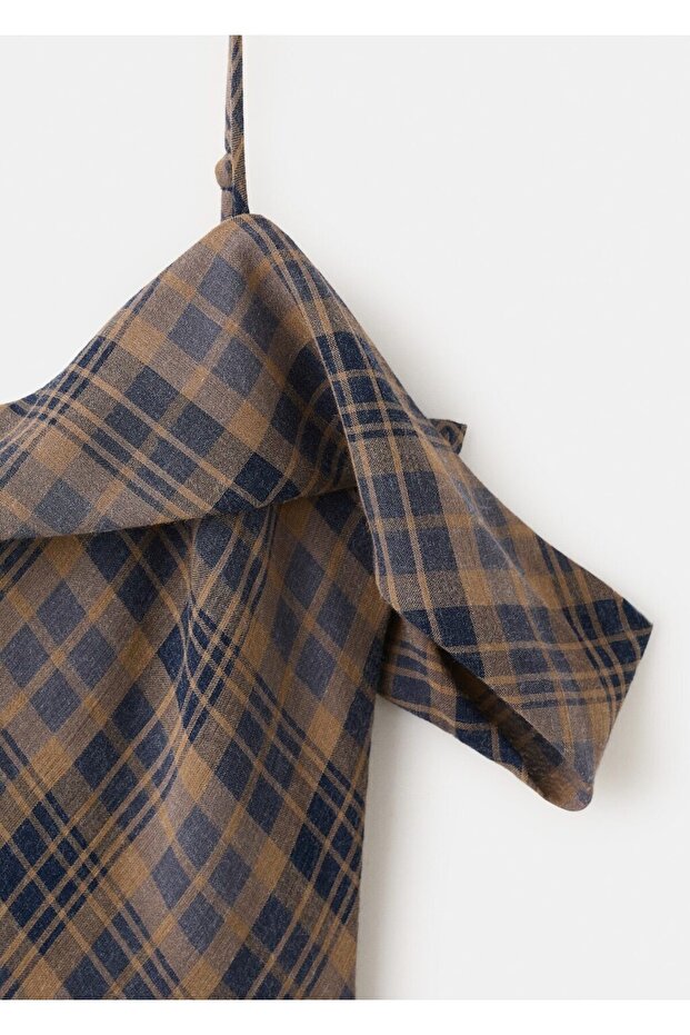 Kareli asimetrik elbise - 5