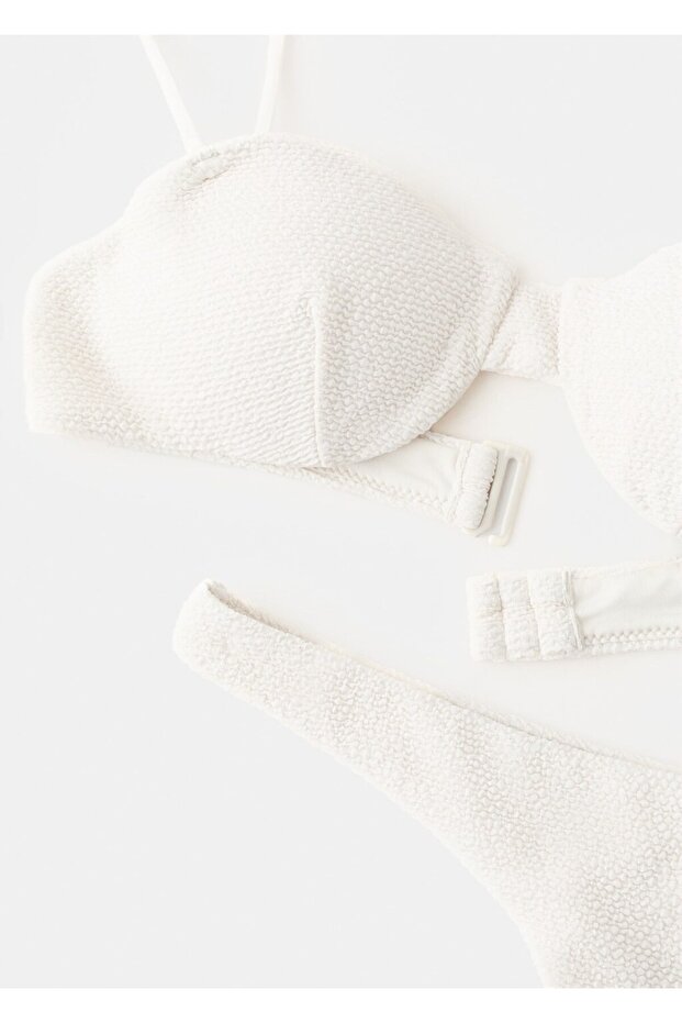 Dokulu bandeau bikini üstü - 6