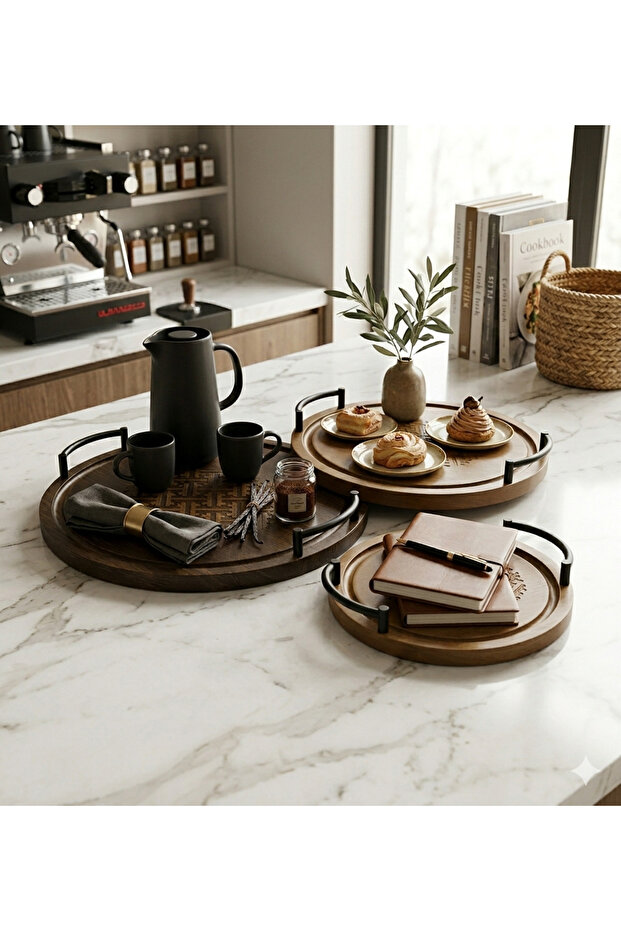 طقم صواني تباسي تقديم متعدد الاستخدامات - 4