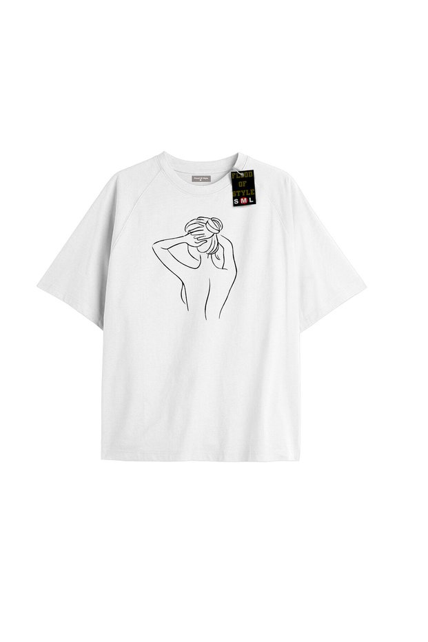 White Oversized t Shirt Women Drawing Custom Design
