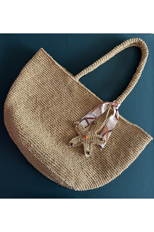 Hasır El Örmesi Plaj Çantası - 1