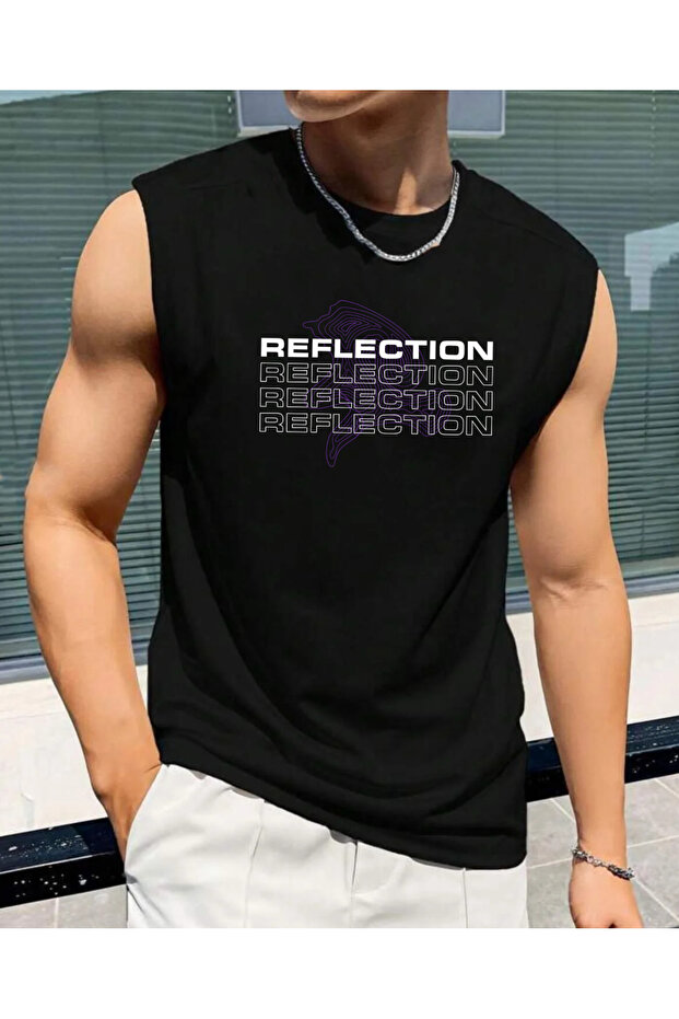 Reflection Printed Men's Zero Sleeve Clothing Sports Wear Oversized T-Shirt