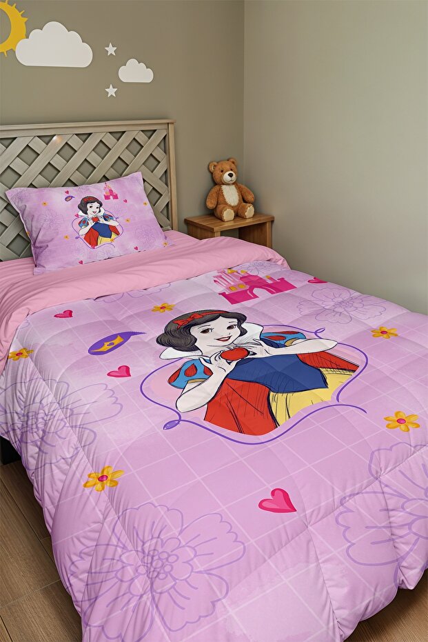 Princess and Red Apple Patterned Single Duvet and Pillowcase