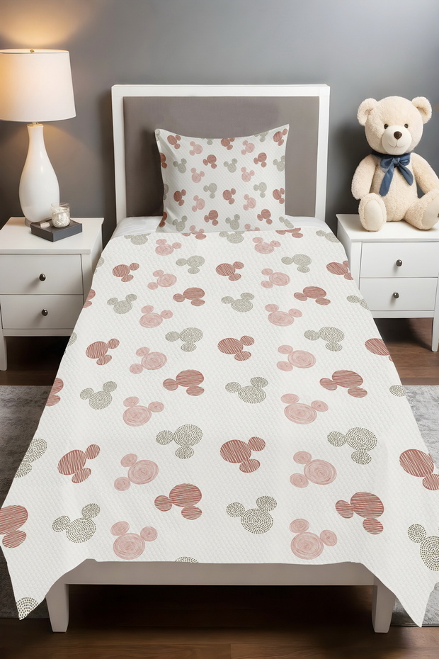 Polka Dot Mice Patterned Single Baby Kids Piqué Set