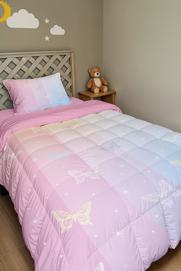 Flying Butterflies Patterned Single Duvet and Pillowcase