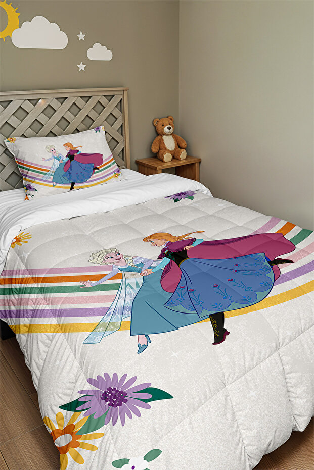 Rainbow Girls Patterned Single Duvet and Pillowcase
