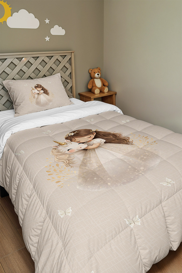 Unicorn Princess Patterned Single Duvet and Pillowcase