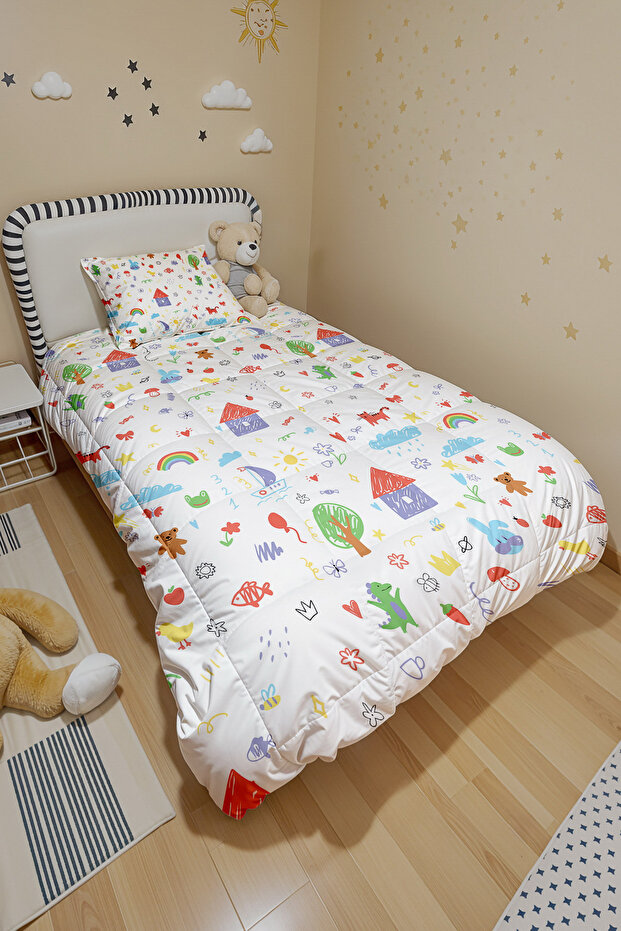 رسومات صغيرة منقوش مفرد لحاف وغطاء وسادة - 3