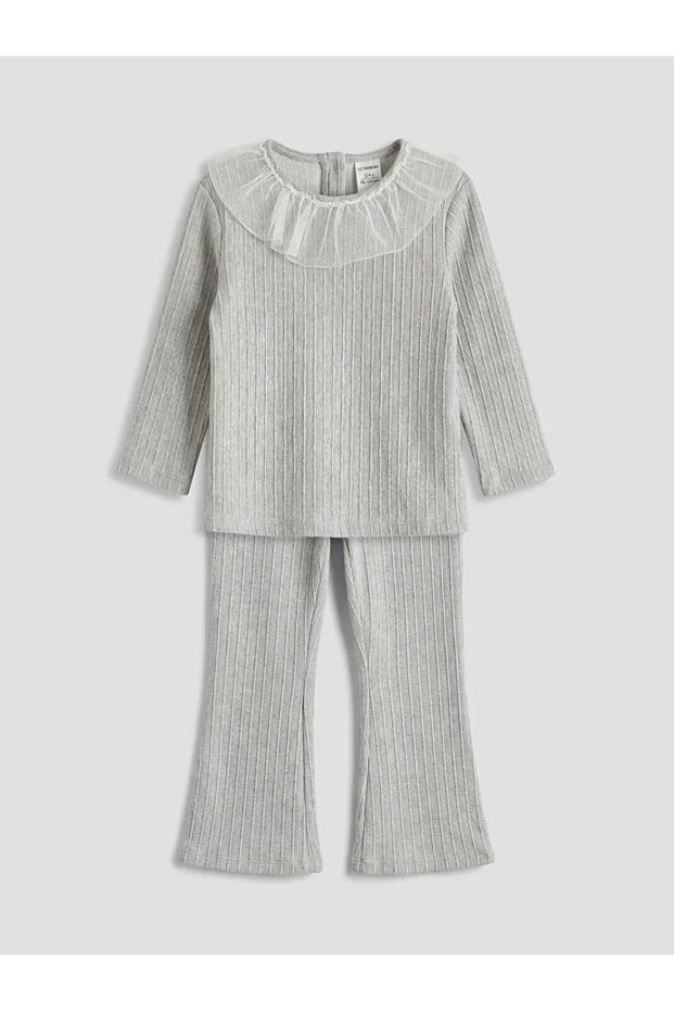 Lcw Kids Gray Girls' Blouse and Flared Leggings