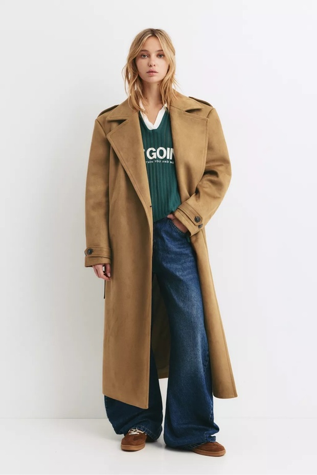 ALLBUCKS PULL&BEAR SUNI S جلد سويدي TRENCH COAT ABPNB3757