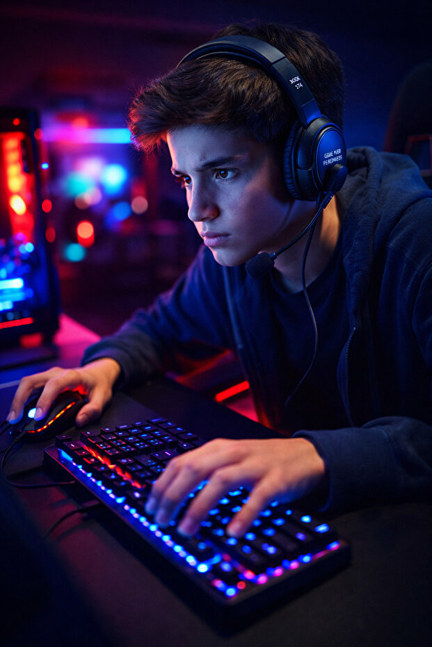 سماعة رأس بأسلاك للألعاب مزودة بميكروفون، متوافقة مع PS4/PC - 3