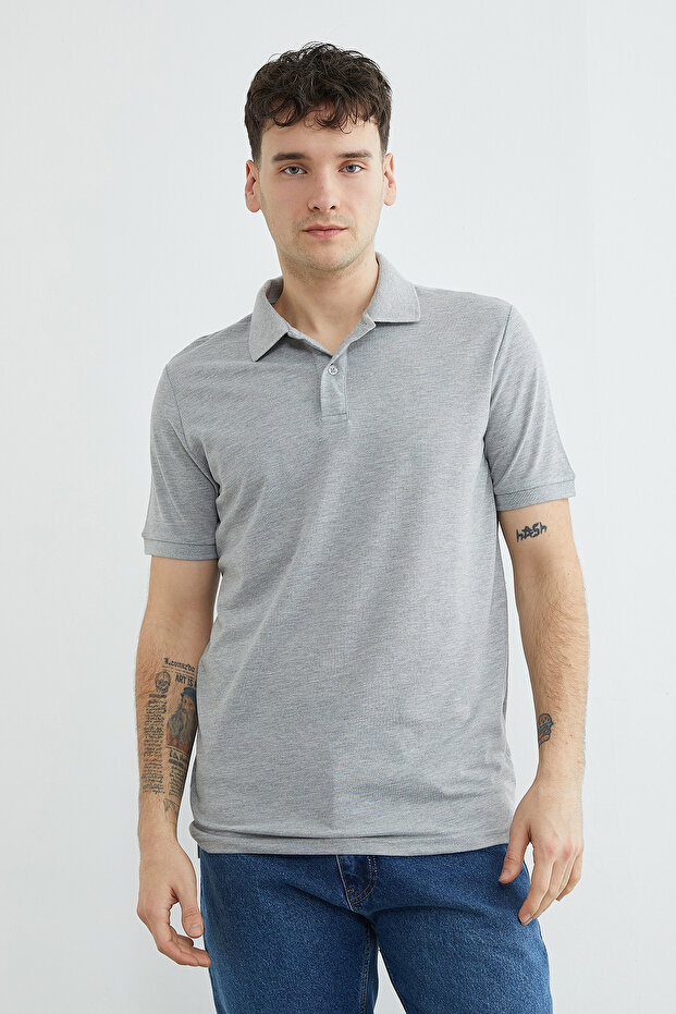 Basic Polo Yaka Pike Tişört - 1
