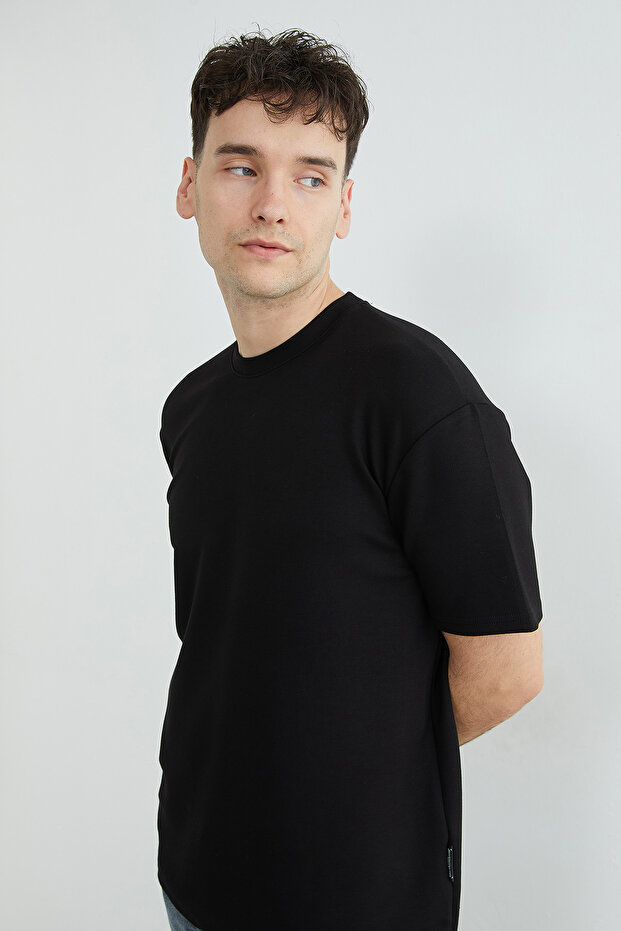 Basic Bisiklet Yaka Modal Tişört - 5