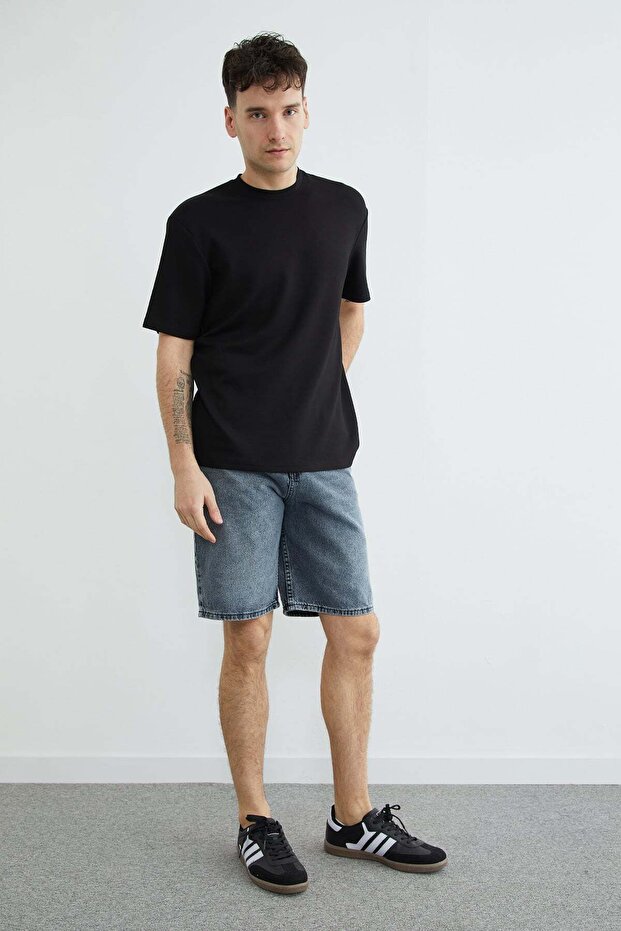 Basic Bisiklet Yaka Modal Tişört - 3