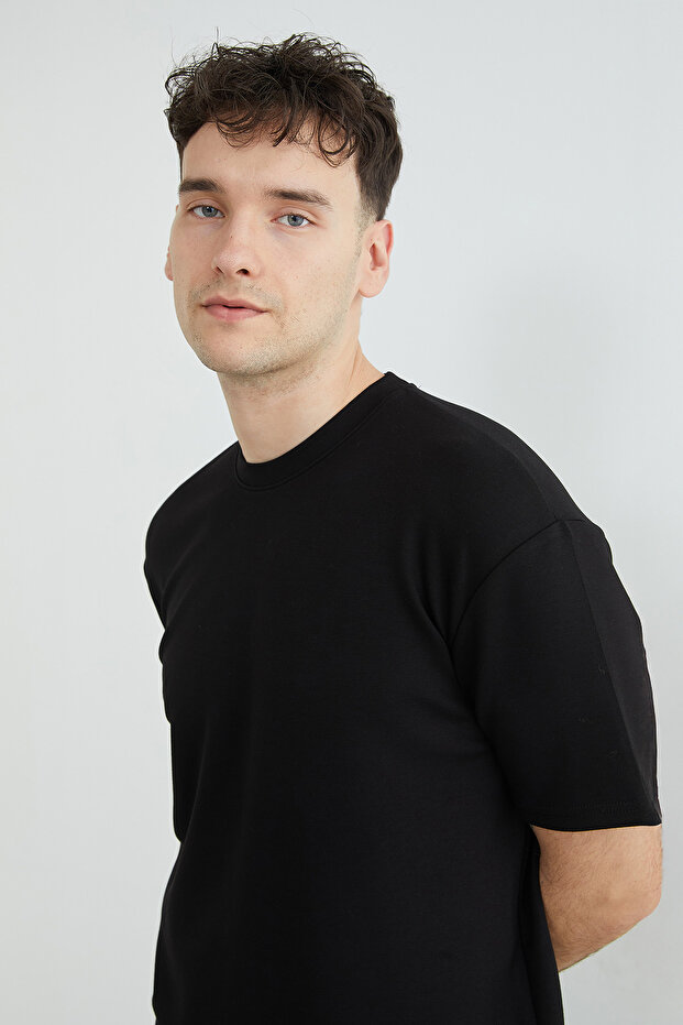 Basic Bisiklet Yaka Modal Tişört - 4