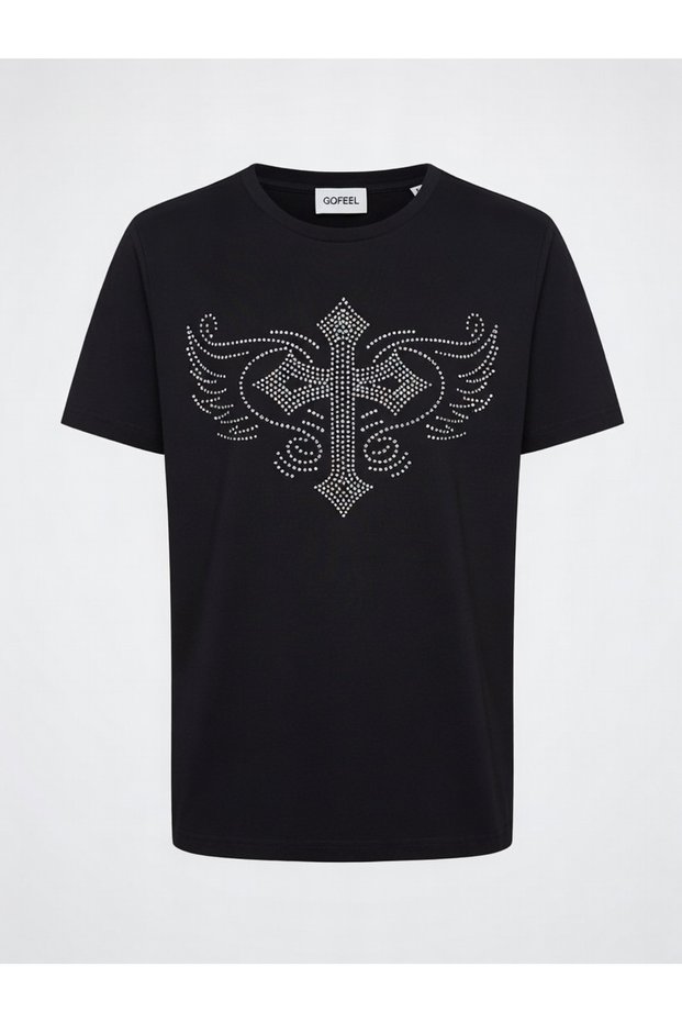 Ophella Unisex Oversized Live Tribal Wing Glitter Rhinestone T-Shirt