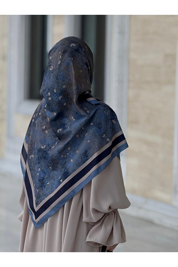 Cotton Pcs Soft Minâ Pattern Scarf-Navy Blue