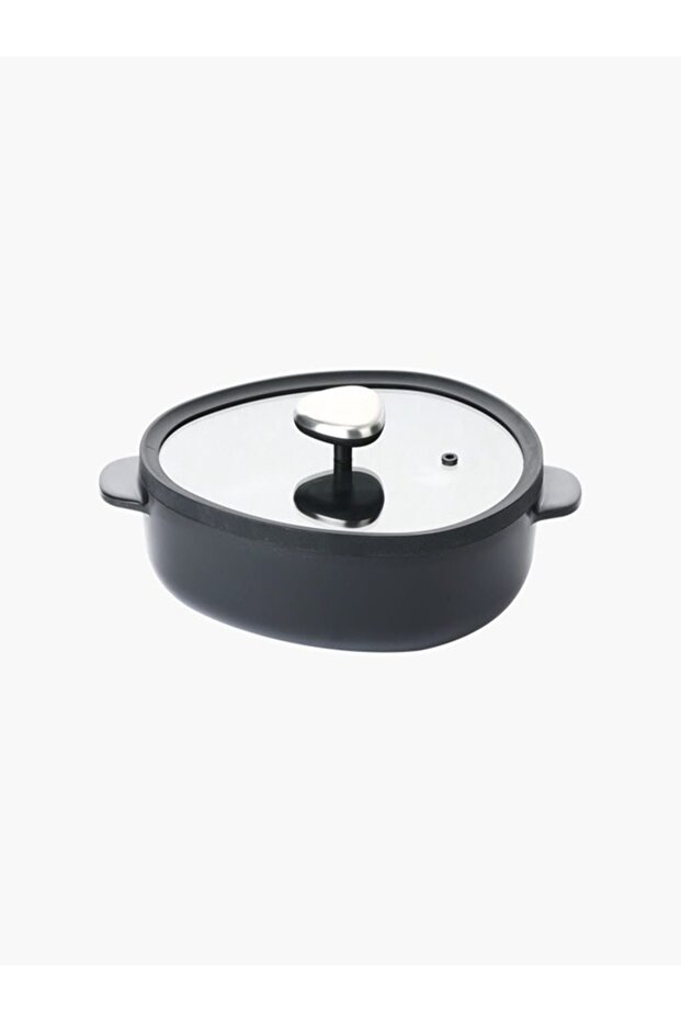 Fika Apex - Black, Low Casserole 20cm with Silicone rim glass lid, Spray induction