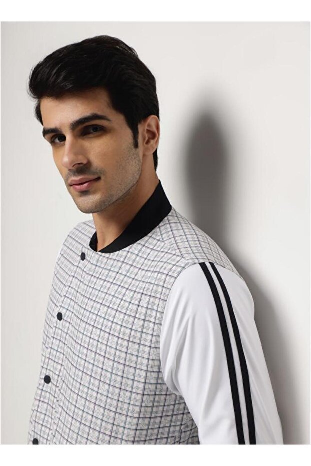 جاكيت بومبر مزدوج الوجهين - أسود وأبيض - 8