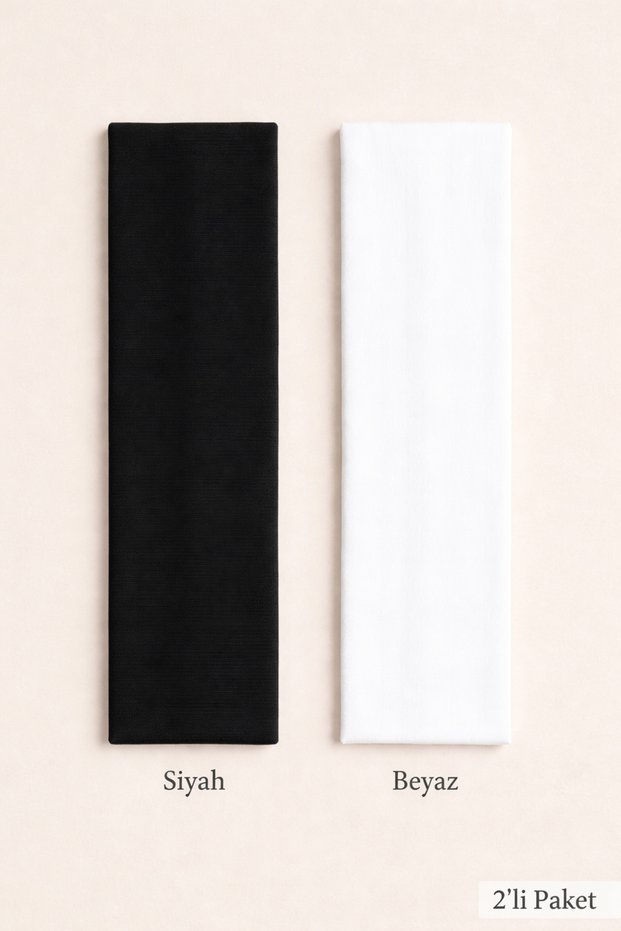 2-Pack Black and White Thin Lightweight Stretchy Cotton Bandanas, Hair Bandanas, Sports Headbands for Women Men
