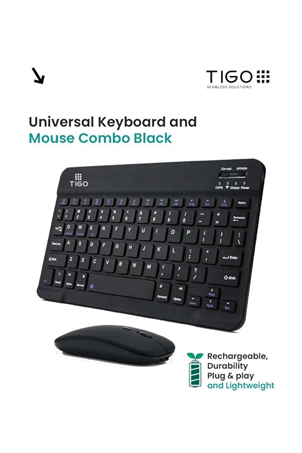 T I G O Universal Wireless Keyboard & Mouse Combo with Arabic & English Ergonomic Design and Silent