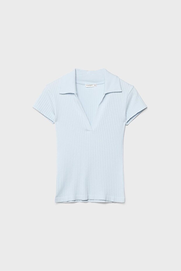 Basic dikişsiz polo t-shirt - 6