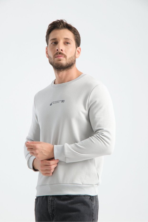 Stone Men's Three Thread Sweatshirt Regular Fit P Cotton U Crew Neck Casual Sports Basic