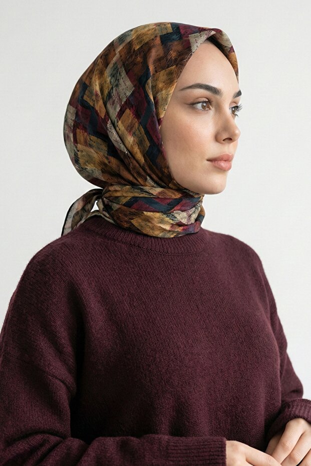 وشاح بوهيم فرشا منقوش بني ناعم قطن