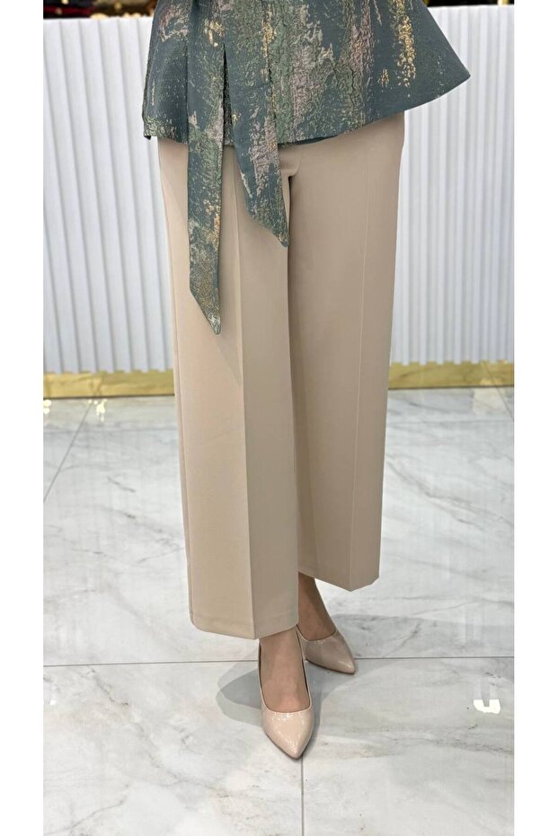 Wide Leg Fabric Trousers