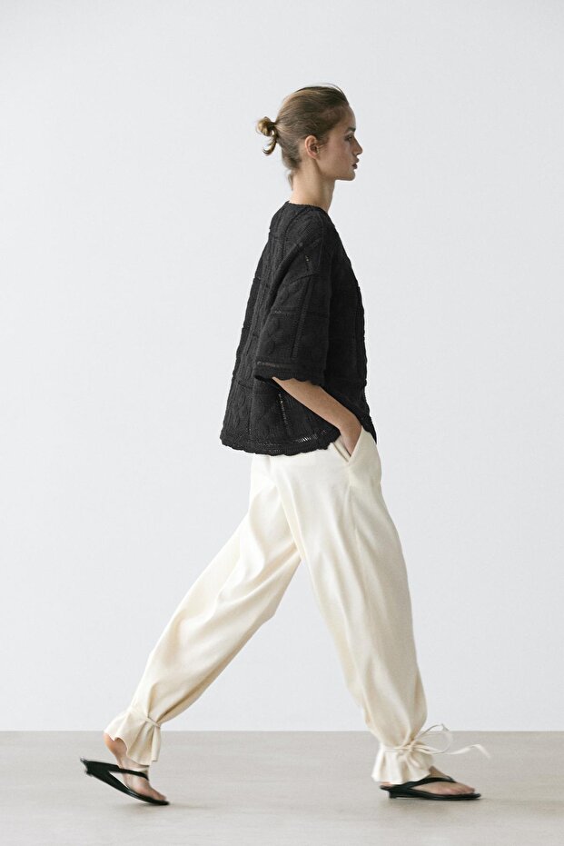 Ajurlu kroşe ceket - 4