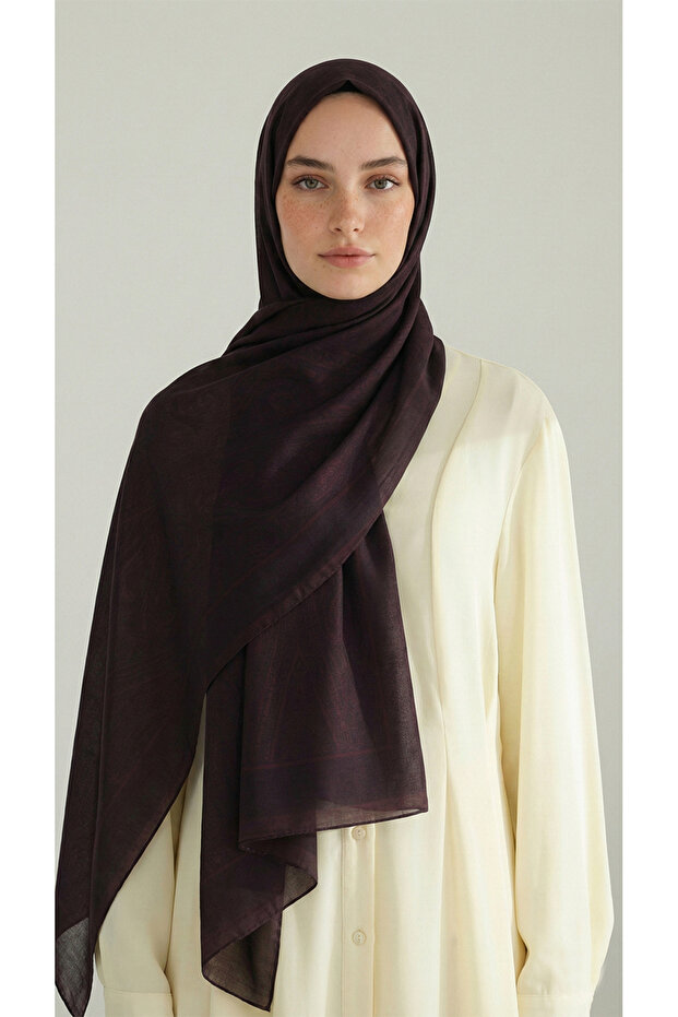 Elegant Patterned Vual Buy Silk - Purple