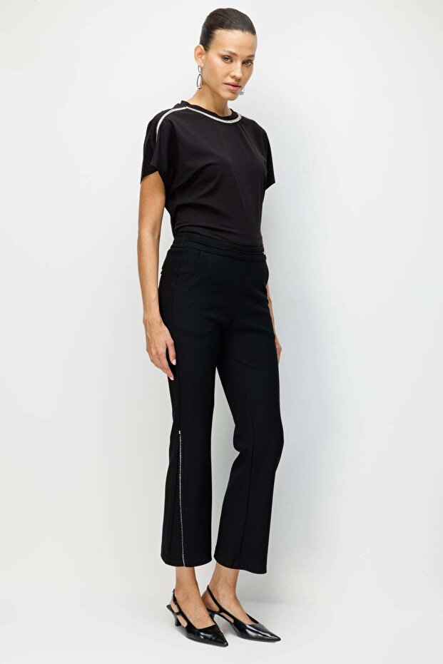 İspanyol Paça Taş İşlemeli Pantolon - 2