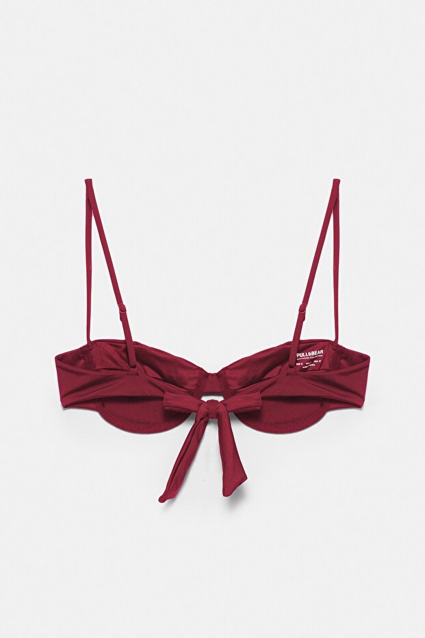 Drape detaylı balkonet bikini üstü - 4