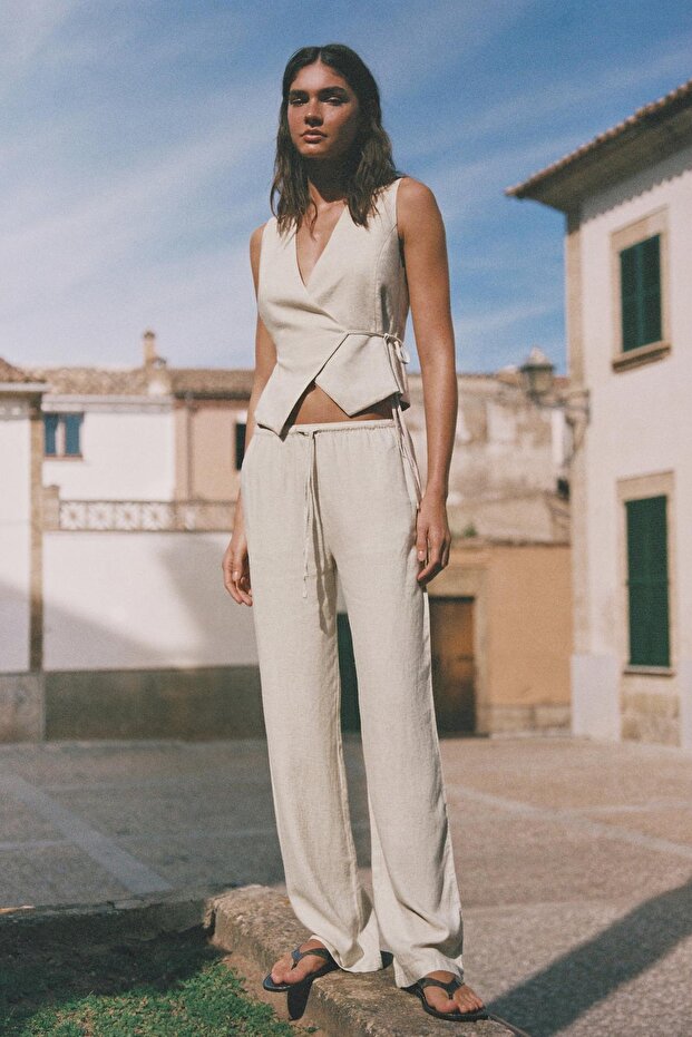 Keten jogger pantolon - 1