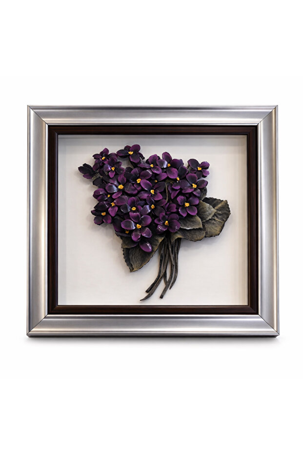 MOR ÇİÇEK RÖLYEF TABLO - 1