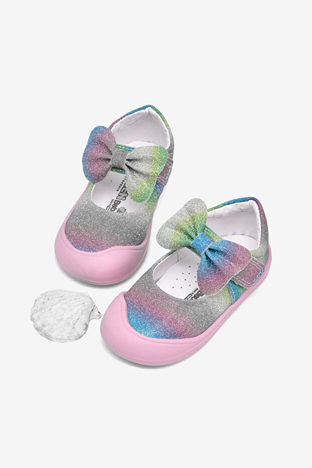 Girl's Rainbow First Step Bowknot Ballerina Shoes