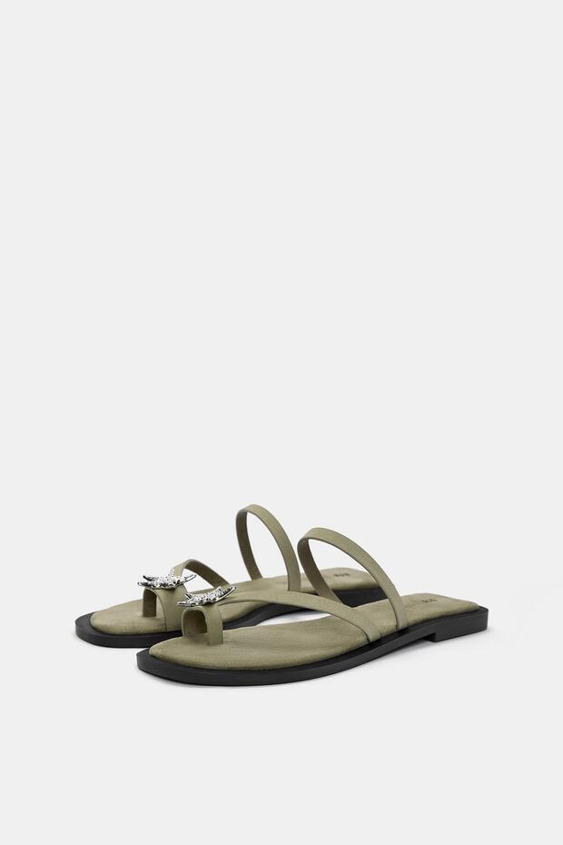 Düz süslemeli sandalet - 4