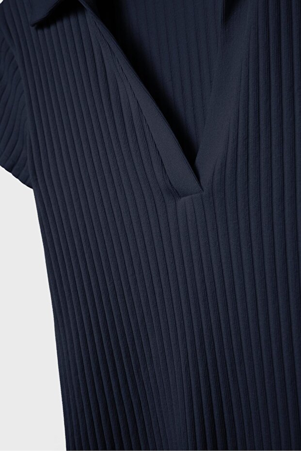 Basic dikişsiz polo t-shirt - 7