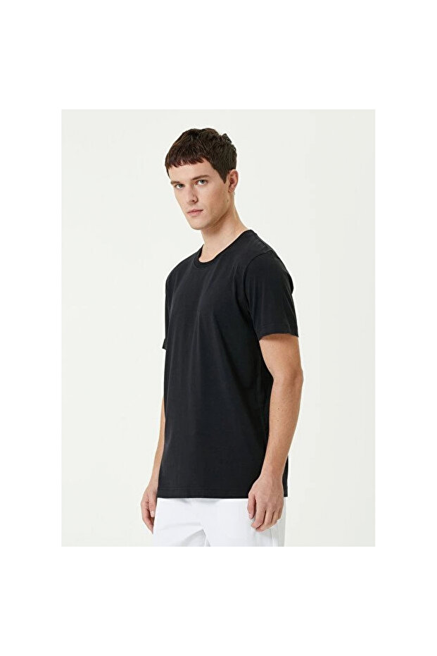 تي شيرت بيسك كولور كرو نيك عادي - أسود - - 3